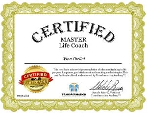 Master Life Coach certificate of Winn Chelini